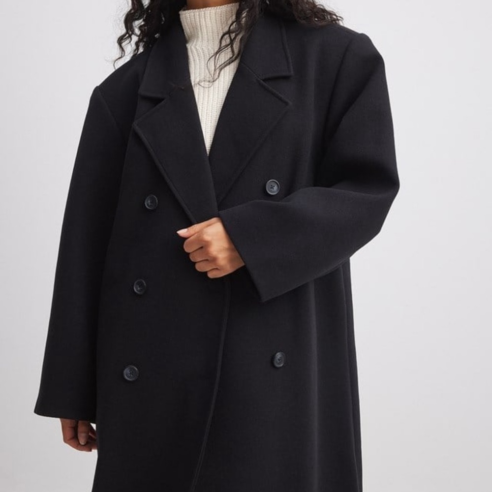 NA-KD Oversized Black Coat